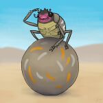  animal_focus ball beetle blue_sky btpolistes bug commentary day english_commentary outdoors pokemon pokemon_(creature) pokemon_focus realistic rellor sky 