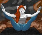 absurd_res anthro camel_toe canid canine clothing feet female foot_fetish forest fox freekhound hi_res humanoid_feet mammal plant plantigrade relaxing solo stretching tight_clothing tree yoga