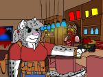 4:3 anthro bar brutus_airsoft capcom chest_rig chloe_briggs_(brutusairsoft) felid female gore gun handgun laser_sight m1911 mammal pantherine pistol ranged_weapon resident_evil snow_leopard solo tactical undead weapon zombie