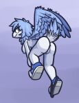 2026 anthro anus avian beak bent_over big_butt bird black_clothing black_panties black_underwear blue_anus blue_body blue_clothing blue_feathers blue_footwear blue_nipples blue_shoes butt clothed clothing clothing_around_one_leg feathers female footwear footwear_only half-closed_eyes hi_res looking_back mostly_nude motion_lines narrowed_eyes nipples panties panties_around_one_leg panties_down partially_clothed rear_view shoes shoes_only solo ultilix underwear underwear_around_one_leg underwear_down white_beak white_body white_clothing white_feathers white_footwear white_shoes