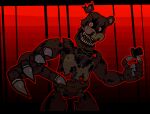 2026 3d_(artwork) 5_fingers animatronic anthro bear black_bars black_bow_tie bow_tie brown_body claws clothing cryptiacurves digital_media_(artwork) endoskeleton fingers five_nights_at_freddy's five_nights_at_freddy's_4 hat headgear headwear holding_clothing holding_hat holding_headgear holding_headwear holding_object horror_(theme) letterbox looking_at_viewer machine male mammal nightmare_freddy_(fnaf) notched_ear open_mouth pupils red_background red_eyes robot robot_anthro scottgames sharp_teeth simple_background solo teeth top_hat white_pupils wire
