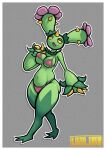 2024 artist_name bikini biped border breasts clothed clothing digital_drawing_(artwork) digital_media_(artwork) elemental_creature elemental_humanoid eyelashes feet female fingers flora_fauna front_view generation_5_pokemon green_body hi_res humanoid leaf lukkihere maractus medium_breasts narrowed_eyes navel nintendo not_furry open_mouth open_smile outline plant plant_humanoid pokemon pokemon_(species) simple_background small_waist smile solo swimwear text toes two-piece_swimsuit white_border yellow_eyes