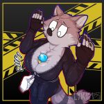 1:1 anthro big_breasts bodysuit bouncing_breasts breasts caught_in_the_act cheek_tuft clothing disembodied_hand facial_tuft female gem handpaw hi_res huge_breasts jewelry latex latex_clothing lykim mammal multicolored_body onomatopoeia paws procyonid raccoon raccoon_tail skinsuit solo sound_effects surprised tail tail_tuft text thief tight_clothing tuft two_tone_body unzipped_bodysuit uva_the_raccoon