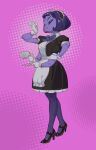 2025 4_arms 5_eyes absurd_res alternative_fashion animal_humanoid apron arachnid arachnid_humanoid arthropod arthropod_humanoid bangs black_clothing black_dress black_footwear black_high_heels black_topwear bow_(feature) bow_ribbon bow_tie breasts closed_smile clothed clothed_female clothed_humanoid clothing container cup cute_fangs dress eyelashes fangs female female_humanoid fingers footwear frilly frilly_clothing fully_clothed fully_clothed_female fully_clothed_humanoid gesture gloves goth gothic_lolita hair hand_gesture hand_on_hip hand_on_own_hip handwear headdress hi_res high_heels holding_container holding_cup holding_object holding_plate holding_tea_cup humanoid j-fashion legwear lolita_(fashion) maid_apron maid_headdress maid_uniform mouth_closed muffet multi_arm multi_eye multi_limb pantyhose pink_background plate pose purple_body purple_bow purple_bow_tie purple_clothing purple_eyes purple_hair purple_skin ribbons shoes short_hair simple_background smile solo spider spider_humanoid tea_cup teeth three-quarter_view topwear undertale undertale_(series) uniform white_apron white_clothing white_gloves white_handwear zeker