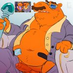 1:1 2026 adult_swim anthro balls belly big_belly blush capybara cartoon_network caviid erection eyewear facial_hair genitals hi_res humanoid_genitalia humanoid_hands humanoid_penis kemono leothelionel male mammal mature_male mustache navel open_mouth overweight overweight_male penis rick_and_morty rodent solo sunglasses