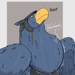  armor avian beak close-up duo feral feral_pred gryphon gryphon_pred headgear helmet hi_res jagg_(thatgryphonguy) looking_down male male_pred mythological_avian mythology neck_bulge oral_vore simple_background swallowing thatgryphonguy vore wings 