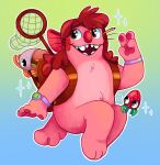 2021 3_toes 4_fingers absurd_res ambiguous_gender anthro backpack backpack_only barefoot biped blue_background bodily_fluids bow_only bracelet brown_backpack brown_eyes bug_net bugsnak bugsnax bunger burger chest_tuft clock countershade_fur countershade_torso countershading curly_fries elemental_creature feet female female_anthro feral fingers flora_fauna flying_sweatdrops food food_creature fruit fur gesture glistening glistening_eyes gradient_background green_background green_leaves group grumpus hair hand_gesture handpaw happy hi_res jewelry living_fruit living_strawberry mostly_nude mostly_nude_anthro mostly_nude_female naturally_censored open_mouth open_smile outline paintedhen pawpads paws pencil_(object) pencil_in_hair penny_parker pink_body pink_countershading pink_fur pink_pawpads plant purple_bracelet red_bow red_cheeks red_hair red_nose rounded_teeth simple_background sitting smile snapcube sparkles sparkling_eyes strabby strawberry sweat sweatdrop teeth toes trio tuft v_sign watch white_outline wristwatch young_horses