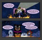 101_dalmatian_street 101_dalmatians black_body black_fur black_nose black_spots brown_body brown_fur canid canine canis cleo_(cartooncross) collar comic dalmatian dialogue disney dolly_(101_dalmatians) domestic_dog elvira_(cartooncross) english_text female floppy_ears fur group holding_lantern holding_object lamp lantern male mammal markings mastiff mixed_breed molosser multicolored_body multicolored_fur night pink_body pink_collar pink_fur pomeranian purple_collar rottweiler roxy_(101_dalmatians) snowball_(101_dalmatian_street) speech_bubble spitz spots spotted_body spotted_fur text trio two_tone_body two_tone_fur unclescooter white_body white_fur