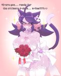 2026 absurd_res ahoge animal_humanoid armwear bell_accessory big_breasts blush blush_lines bouquet breasts cat_humanoid cleavage clothed clothed_female clothed_humanoid clothing darkner deltarune dialogue digital_drawing_(artwork) digital_media_(artwork) docecaedrus dress elbow_gloves embarrassed english_text felid felid_humanoid feline feline_humanoid female female_humanoid flower flower_bouquet forced_smile furrowed_eyebrows glistening glistening_breasts gloves hair handwear heart_necklace heart_symbol hi_res holding_bouquet holding_flower holding_object huge_breasts humanoid inner_ear_fluff irritable_ghost_(deltarune) legwear lightner long_hair looking_away mammal mammal_humanoid narrowed_eyes navel plant purple_body purple_hair purple_skin rose_(flower) smile solo sparkles tail talking_to_viewer teeth text thigh_highs tuft undertale_(series) wedding_dress white_armwear white_clothing white_dress white_elbow_gloves white_gloves white_handwear white_legwear white_thigh_highs