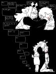 2026 3:4 ambiguous_gender ambiguous_human anthro antlers biped black_and_white black_background blood blood_on_hand bodily_fluids clothed clothing comic deer deltarune dialogue dialogue_box digital_drawing_(artwork) digital_media_(artwork) duo english_text female female/ambiguous female_anthro hair hi_res horn hug hugging_another human impwolf666 kris_dreemurr lightner long_hair mammal monochrome new_world_deer noelle_holiday nosebleed scut_tail short_hair short_tail simple_background snout snowgrave tail talking_to_another text undertale_(series)