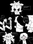 2026 3:4 ambiguous_gender ambiguous_human anthro antlers biped black_and_white black_background blood bodily_fluids clothed clothing comic deer deltarune dialogue dialogue_box digital_drawing_(artwork) digital_media_(artwork) duo english_text female female_anthro hair hi_res horn human impwolf666 kris_dreemurr long_hair mammal monochrome new_world_deer noelle_holiday nosebleed scared scut_tail short_hair short_tail simple_background snout snowgrave tail talking_to_another text undertale_(series)