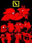 2026 3:4 ambiguous_gender ambiguous_human anthro antlers attack biped black_background blood blood_from_neck blood_spray bodily_fluids clothed clothing deer deltarune dialogue dialogue_box digital_drawing_(artwork) digital_media_(artwork) duo english_text female female_anthro fight gore hair hi_res holding_object holding_pencil horn human improvised_weapon impwolf666 insane kris_dreemurr laugh long_hair mammal monochrome neck_wound new_world_deer noelle_holiday pencil_(object) shocked short_hair simple_background snout snowgrave stab text undertale_(series)