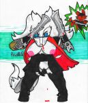 absurd_res anthro big_breasts blood bodily_fluids breasts canid canid_demon canine canis demon dragon duo eyewear fan_character female fight fighting_pose generation_5_pokemon genitals glasses hellhound hi_res hollow_knight_(franchise) hornet_(hollow_knight) humanoid legendary_pokemon male male/female mammal melee_weapon mythological_canine mythological_creature mythological_scalie mythology nintendo nipples nosebleed nude nude_female pokemon pokemon_(species) pokemorph pose reshiram salyut_(artist) scalie standing swollen_vulva sword team_cherry vulva weapon wolf