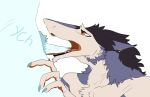 animated animated_gif anthro bodily_fluids character_request colored_nails cum cum_in_mouth cum_inside drinking drinking_cum duo ear_piercing fellatio fish-ears foreskin genital_fluids genitals male monochrome nails oral oral_only penile penis penis_on_tongue piercing sergal sex short_playtime ych_(character)