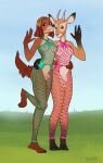 4_toes 5_fingers antelope anthro balls black_nose bodystocking bovid breasts brown_body brown_fur brown_hair canid canine canis clothed clothed_anthro clothed_gynomorph clothing crossgender digitigrade domestic_dog duo dxm8 feet fingers ftg_crossgender fti_crossgender fur gazelle genitals grass gynomorph gynomorph/gynomorph hair hi_res hindpaw hooves horn humanoid_hands hunting_dog illumination_entertainment ineffective_clothing intersex intersex/intersex interspecies karen_(sing) mammal navel nipples outside paws penis plant saluki sighthound sing_(movie) smile standing suki_lane tail tan_body tan_fur teeth toes