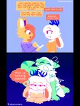 3:4 absurd_res antelope anthro aquatic artifish_(artifyber) artilope_(artifyber) bovid comic dialogue felid feline female fish from_behind_position fur green_body green_fur hare hi_res hybrid lagomorph leporid male male/female mammal nano_(unkanonano) orange_body orange_fur pantherine pink_eyes rabbit sex shark simple_background speech_bubble thought_bubble tiger unkanonano white_body white_fur