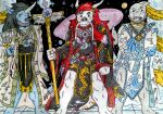 1_horn 2026 2_horns anthro aquatic asian_clothing barazoku beard black_hair blue_body blue_fur body_hair bone brown_eyes bulge chain chest_hair clothed clothing collar crystal dashthefox dragon east_asian_clothing elder equid equine facial_hair felid final_fantasy fish fur gold_(metal) gold_jewelry grey_body group hair hand_fan hi_res horn japanese_clothing jewelry kimono long_hair looking_at_viewer male mammal manly markings markshark muscular_legs mustache mythological_creature mythological_equine mythological_scalie mythology orb pillar purple_eyes red_eyes red_hair ring_(jewelry) ronso rowseradimus scalie shark skull square_enix staff star tail tail_markings tailblade traditional_media_(artwork) trio universe white_body