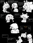 2026 3:4 ambiguous_gender ambiguous_human anthro antlers biped black_and_white black_background blood bodily_fluids clothed clothing comic deer deltarune dialogue dialogue_box digital_drawing_(artwork) digital_media_(artwork) duo english_text female female_anthro hair hand_on_face happy hi_res horn human impwolf666 kris_dreemurr lightner long_hair mammal monochrome new_world_deer noelle_holiday nosebleed scared scut_tail short_hair short_tail simple_background smile snout snowgrave tail talking_to_another text undertale_(series) wiping