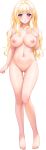  1girl absurdres akino_shin ane_tsumami_2 ass_visible_through_thighs barefoot blonde_hair breasts completely_nude full_body hair_ornament hairclip highres huge_breasts jewelry long_hair looking_at_viewer navel nipples no_pussy non-web_source nude official_art purple_eyes smile solo standing tachibana_mahiru transparent_background 