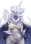 absurd_res anthro big_breasts breasts capcom claws clothed clothing dragon elder_dragon female hi_res horn miao_jiangyou monster_hunter multicolored_body multicolored_scales mythological_creature mythological_scalie mythology scales scalie simple_background solo standing tail velkhana white_body white_scales wings yellow_eyes