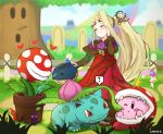  1girl 1other animal blonde_hair blush copy_ability creatures_(company) dress eyes_closed flower game_freak gen_1_pokemon hair_flower hair_ornament hat ippers ivysaur kid_icarus kid_icarus_uprising kirby kirby_(series) long_hair mario_(series) nachure nintendo open_mouth pikmin_(creature) pikmin_(series) piranha_plant pokemon pokemon_(creature) pokemon_(game) ponytail side_ponytail smile spikes super_mario_bros. super_smash_bros. super_smash_bros._ultimate teeth very_long_hair water 