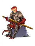 anthro armor crius hi_res intricatevision male melee_weapon multi_limb muscular ostarn pinup pose reptile scalie sitting snake solo sword weapon