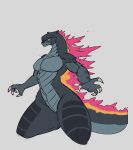 absurd_res alorix ammyzilla_(alorix) anthro claws fan_character female godzilla godzilla_(series) hi_res kaiju monster pink_spikes scalie sibling_(lore) simple_background sister_(lore) sketch solo thick_thighs toho yellow_eyes