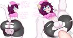 anthro anus balls big_butt blush butt clothed clothing cody_(pizzakittynyan) domestic_cat duo felid feline felis gaping genitals gesture girly hair hand_gesture hi_res legwear looking_at_viewer looking_back male male/male male_penetrated male_penetrating male_penetrating_male mammal penetration penis pizzakittynyan plap sex simple_background tail thick_thighs tongue tongue_out torn_clothing v_sign white_body