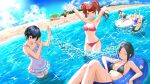  absurdres amagi_yukiko arm_up barefoot beach beach_house bikini black_bikini black_hair black_shorts blonde_hair blue_eyes blue_hair blue_sky breasts brown_eyes brown_hair cleavage closed_eyes cloud cloudy_sky collarbone commentary_request day dress food frilled_dress frills fruit green_bikini green_shorts grey_hair hair_between_eyes hanamura_yousuke highres inflatable_raft innertube jumping kujikawa_rise kuma_(human)_(persona_4) kuma_(persona_4) laughing legs_together legs_up long_hair looking_at_viewer marie_(persona_4) multiple_boys multiple_girls narukami_yu ocean on_innertube one_eye_closed open_mouth persona persona_4 persona_4_revival pink_bikini ponytail purple_shorts raft red_bikini sandals satonaka_chie shirogane_naoto shirt short_hair shorts side-tie_bikini_bottom sitting sky smile sparkle splashing swept_bangs swim_ring swimming swimsuit tatsumi_kanji thighs volleyball_net watermelon watermelon_slice yellow_shirt yuu_(primenumber7) 