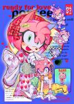  3mia_hadi3 alternate_costume amy_rose angel angel_wings bad_id bad_twitter_id bandaid bandaid_hair_ornament blue_background chibi chibi_inset commentary english_text fang gloves green_eyes hair_ornament halo hammer heart heart_print holding holding_hammer looking_at_viewer multiple_costumes solo_focus sonic_(series) sonic_the_hedgehog white_gloves wings yellow_halo 