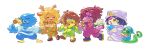  1boy 1other 3girls antlers beak bird_boy blonde_hair brown_hair cat_girl catti_(deltarune) character_doll checkered_clothes checkered_kimono crescent deer_antlers deer_girl deltarune doll food furry furry_female furry_male gaida glasses green_kimono hat holding holding_doll hooves horns japanese_clothes jockington_(deltarune) kimono kris_(deltarune) multiple_girls purple_hat ralsei red_kimono sandals scarf snake susie_(deltarune) takoyaki utdr_(toby_fox) yellow_scarf zouri 