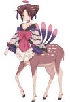 1girl brown_eyes brown_hair clantail deer_girl dress frilled_dress frills highres horns japanese_clothes lolita_fashion magical_girl mahou_shoujo_ikusei_keikaku mahou_shoujo_ikusei_keikaku_restart monster_girl official_art second-party_source short_hair tassel transparent_background wa_lolita wide_sleeves 