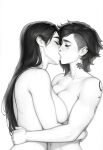  2girls arcane:_league_of_legends arcane_caitlyn arcane_vi asymmetrical_docking asymmetrical_hair breast_press breasts caitlyn_(league) closed_eyes collarbone commentary english_commentary face_piercing facial_tattoo greyscale highres large_breasts league_of_legends long_hair medium_hair monochrome multiple_girls navel neck_tattoo nose_piercing nude ocean_(oveanman) piercing shoulder_tattoo sidecut simple_background tattoo undercut vi_(league) white_background yuri 