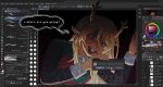  1girl animal_ears antlers art_program_in_frame blonde_hair buck_teeth checkered_clothes checkered_sweater_vest checkered_vest clip_studio_paint_(medium) commentary cubedmango deer_antlers deer_ears deer_girl deltarune english_commentary english_text fourth_wall furry furry_female gameplay_mechanics highres horns horror_(theme) long_hair looking_at_viewer meta noelle_holiday open_mouth partially_shaded_face red_nose reindeer_girl simple_background smile solo solo_focus speech_bubble spiked_ring sweater_vest teeth thorn_ring_(deltarune) thorns through_medium two-tone_sweater_vest user_interface utdr_(toby_fox) vest weird_route_(deltarune) wet wet_clothes 