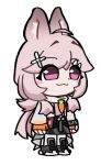 >_< 1girl :3 :t ahoge animal_ear_fluff animal_ears animated animated_gif arknights black_skirt buffetcan chibi chibi_only chinese_commentary clenched_hands closed_eyes commentary_request fingerless_gloves full_body gloves long_hair open_mouth orange_gloves pink_eyes pink_hair pout rabbit_ears rabbit_girl simple_background skirt smile solo standing stomping tearing_up tears thumpy_(arknights) transparent_background 