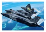  3others above_clouds aircraft airplane blue_sky border cloud commentary_request day f-35_lightning_ii fighter_jet flying highres island military military_vehicle multiple_aircraft multiple_others ocean original outdoors outside_border pilot rainbow sky timmy_yen united_states_navy vehicle_focus vfa-103 white_border 