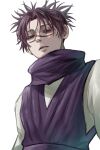  1boy brown_eyes brown_hair choso_(jujutsu_kaisen) commentary_request facial_mark highres jujutsu_kaisen open_mouth ponpon_pantsu short_hair simple_background solo white_background 