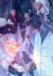  2others 3girls 5boys absurdres arlecchino_(genshin_impact) black_gloves black_hair brown_hair capitano_(genshin_impact) chibi coat columbina_(genshin_impact) commentary_request crimson_lotus_moth_(genshin_impact) dottore_(genshin_impact) eye_mask fur-trimmed_coat fur_trim genshin_impact gloves highres indoors long_hair long_sidelocks long_sleeves mask masked multiple_boys multiple_girls multiple_others official_alternate_costume orange_hair pantalone_(genshin_impact) pierro_(genshin_impact) puffy_sleeves pulcinella_(genshin_impact) pulonia_(genshin_impact) red_scarf round_eyewear sandrone_(genshin_impact) scarf scarlet09linjiu short_hair sidelocks tartaglia_(genshin_impact) very_long_hair white_hair 