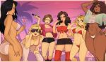  6+girls absurdres ass bent_over bikini bikini_girl_(gta_v) bikini_girl_(gta_vc) black_shorts black_skirt breasts brown_hair cover_bikini_girl_(gta_vi) crop_top cropped_shirt grand_theft_auto grand_theft_auto:_san_andreas grand_theft_auto:_vice_city grand_theft_auto_iii grand_theft_auto_iv grand_theft_auto_v grand_theft_auto_vi highleg highleg_panties highres in-franchise_crossover large_breasts leaning_forward lola_del_rio looking_at_viewer micro_shorts midriff miniskirt misty_(gta_iii) multiple_girls navel panties pants red_bikini shirt short_shorts shorts skirt sleak sunglasses swimsuit thong underwear vinewood_girl white_bikini white_pants 