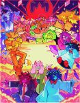  >_< 3others 4boys 4girls 7_colored_flowers_(deltarune) absurdres ahoge androgynous animal_ears antenna_hair aqua_(deltarune) aqua_(deltarune)_(cosplay) arms_up artist_name bell black_hair black_nails blonde_hair blue_(deltarune) blue_skin book boots bow boxing_gloves chef_hat closed_eyes closed_mouth colored_sclera colored_skin commentary cosplay cowboy cowboy_boots cowboy_hat deltarune english_commentary fang finger_gun flowery_(deltarune) freckles fried_egg frying_pan furry furry_female furry_male glasses gloves green-framed_eyewear green_(deltarune) green_eyes green_hair green_skin grey_hair gun hair_bell hair_bow hair_ornament hair_over_eyes hat heart heart_necklace highres holding holding_frying_pan holding_gun holding_weapon horns jewelry knife kris_(dark_world)_(deltarune) kris_(deltarune) long_hair long_sleeves mad_mew_mew magatama magatama_necklace mihych mole mole_under_eye multiple_boys multiple_girls multiple_others necklace necktie ojou-sama_pose open_book open_clothes open_mouth open_vest orange_(deltarune) orange_boots orange_hat orange_pants pants pink_eyes pink_hair purple_hair purple_skin ralsei ralsei_(lawyer) red_bow red_eyes red_necktie reptile_girl round_eyewear semi-rimless_eyewear seth_(deltarune) shaded_face short_hair skin_fang smile susie_(dark_world)_(deltarune) susie_(deltarune) susie_(lawyer)_(deltarune) the_fun_gang under-rim_eyewear utdr_(toby_fox) vest weapon white_gloves yellow_(deltarune) yellow_sclera yellow_skin yellow_vest 