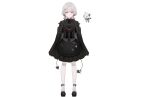  1girl apron asumi_sena asumi_sena_(6th_costume) black_apron black_dress black_shoes closed_mouth commentary_request cross_hair_ornament demon_girl demon_tail dress earrings full_body grey_hair hair_ornament jacket jacket_on_shoulders jewelry leo_(asumi_sena) long_sleeves looking_at_viewer maid maid_apron medium_hair multicolored_hair multiple_tails official_art pantyhose pink_eyes pink_hair pink_streaks second-party_source shoes simple_background smile solo standing streaked_hair tail torn_clothes torn_pantyhose two_tails virtual_youtuber vspo! white_background white_pantyhose yukisame 