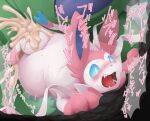  abdominal_bulge blue_eyes blush bodily_fluids cum cum_in_pussy cum_inflation cum_inside delta_spats duo eeveelution female female_penetrated feral genital_fluids hi_res inflation japanese_text leaking_cum male male/female male_penetrating male_penetrating_female nintendo open_mouth penetration pok&eacute;mon pok&eacute;mon_(species) size_difference smaller_female smaller_penetrated sylveon text video_games white_body 