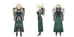  1girl absurdres ahoge armor artoria_pendragon_(fate) artoria_pendragon_(lancer)_(fate) blonde_hair braid breastplate commentary cosplay cross english_commentary fate/grand_order fate_(series) fur_trim gauntlets green_eyes hair_between_eyes highres hyperbudd lion_el'jonson lion_el'jonson_(cosplay) pauldrons power_armor shoulder_armor sidelocks simple_background type-moon warhammer_40k 