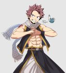  2boys animal_ears arms_up artist_name as_(as21_00) black_vest cat_boy cat_ears character_name fairy_tail feathered_wings furry furry_male grey_background grin happy_(fairy_tail) highres looking_at_viewer male_focus multiple_boys natsu_dragneel navel pants pawpads scarf smile vest white_pants white_scarf wings 