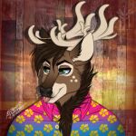  anthro antlers capreoline cervid cervine horn humanoid icon male mammal raitos reindeer solo thehuntingwolf 