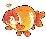  &lt;3 alpha_channel bubble digital_media_(artwork) eyes_closed fish forked_tail imperatorcaesar marine orange_body orange_scales pixel_(artwork) red_body red_scales scales simple_background smile transparent_background unusual_anatomy unusual_tail 