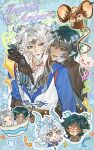  >_< 24-hour_relay 2boys angert_(infinity_nikki) aqua_tunic arm_around_neck black_hair blue_border blue_horns blue_scales blue_skin blue_tunic border braid brown_corset brown_gloves brown_headband brown_shrug character_name chinese_commentary chiyunjianbutuzhuzitou closed_eyes collared_shirt colored_extremities colored_skin commentary_request corset crescent crescent_necklace cross-laced_clothes cross-laced_top dark-skinned_male dark_skin day dragon_boy dragon_horns earrings elbow_gloves eyes_visible_through_hair fang fingernails gloves grey_hair hair_between_eyes hair_over_shoulder hair_tubes hands_on_own_hips head_on_another's_shoulder headband heart high_collar hoop_earrings horn_ornament horn_ribbon horns in_bowl in_container infinity_nikki jewelry long_hair long_sleeves looking_at_another male_focus meghill_(infinity_nikki) mouse_(animal) multicolored_skin multiple_boys multiple_views necklace nikki_(series) open_mouth outdoors outline own_hands_together parksolian_(infinity_nikki) partially_fingerless_gloves pectoral_cleavage pectorals pointy_ears puffy_long_sleeves puffy_sleeves ribbon shirt short_hair_with_long_locks shrug_(clothing) side_braid single_braid sky slit_pupils smile sparkle tunic turtleneck_shrug two-tone_skin v-neck white_outline white_shirt white_sky willow yaoi zappy_(infinity_nikki) 