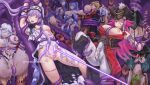  6+girls anne_bonny_(fate) artemis_(fate) atalanta_(fate) black_boots blonde_hair blue_hair blush boots braid breasts breasts_out commentary_request demon_pillar_(fate) dress euryale_(fate) fate/grand_order fate_(series) francis_drake_(fate) garter_straps grabbed_by_tentacles hanging hat highres injury large_breasts long_hair mary_read_(fate) medea_(caster)_(fate) medea_(fate) medea_lily_(fate) medium_breasts multiple_girls nipples okeanos_(fate/grand_order) pants pink_hair pirate_hat ponytail purple_hair scar scar_on_face shimoda_gen tentacle_sex tentacles tentacles_under_clothes torn_clothes torn_dress twintails twitter_username vaginal white_hair white_pants 