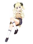  1girl absurdres alternate_breast_size_(smaller) animal_ears artist_request black_shoes blonde_hair blue_skirt blush brown_vest closed_mouth commentary_request dress_shirt floating full_body hair_ornament hairclip hands_on_own_chest high-waist_skirt highres hololive horns interlocked_fingers invisible_chair kneehighs layered_skirt loafers looking_at_viewer miniskirt multiple_hairclips official_alternate_costume official_art pinstripe_pattern pinstripe_shirt plaid_clothes plaid_skirt pleated_skirt purple_eyes raised_eyebrows second-party_source sheep_ears sheep_girl sheep_horns sheep_tail shirt shoes short_twintails simple_background sitting skirt smile socks solo sweater_vest tail tail_through_clothes tsunomaki_watame twintails vest virtual_youtuber white_background white_socks yellow_shirt yellow_skirt 