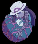  1girl black_background body_horror brown_eyes brown_hair closed_mouth commentary english_commentary exposed_veins frlg.ips hat heart hellspawnmotel horror_(theme) leaf_(pokemon) long_hair looking_to_the_side pokemon pokemon_firered_and_leafgreen porkpie_hat shirt sleeveless sleeveless_shirt tears veins white_hat 